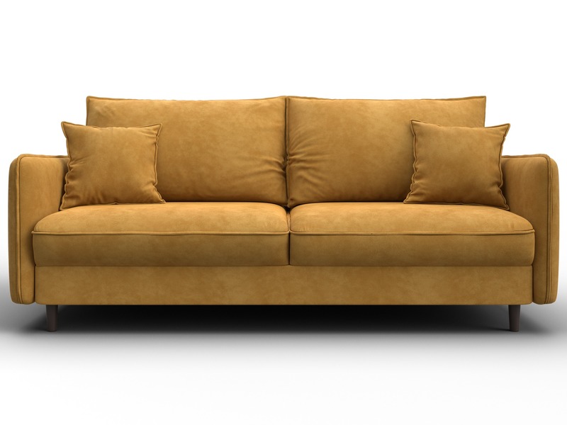 Диван прямой Лига-064 НПБ, Велюр, BRUT 10 желтый