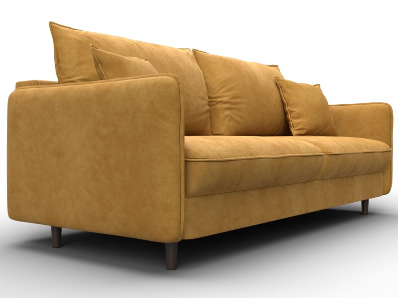 Диван прямой Лига-064 НПБ, Велюр, BRUT 10 желтый