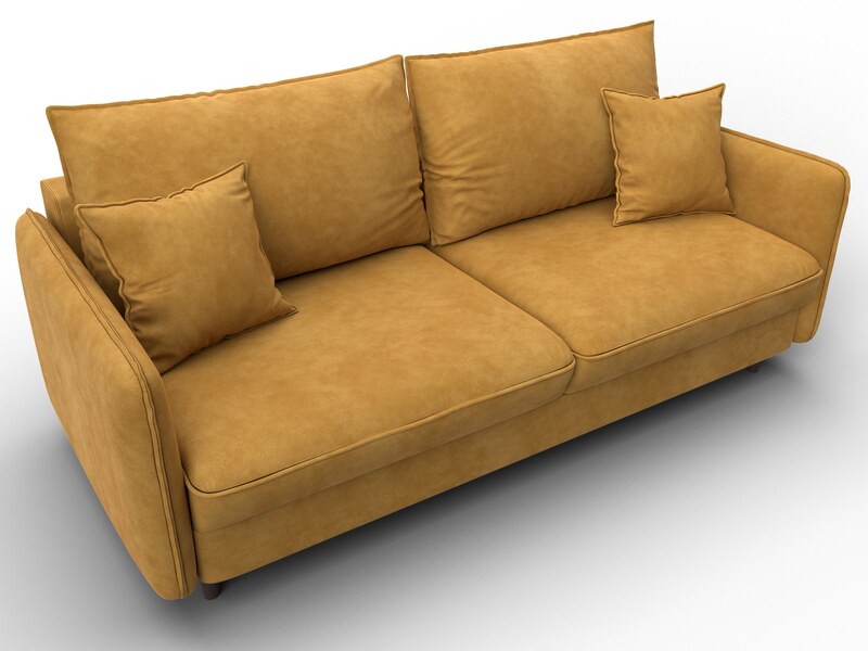 Диван прямой Лига-064 НПБ, Велюр, BRUT 10 желтый