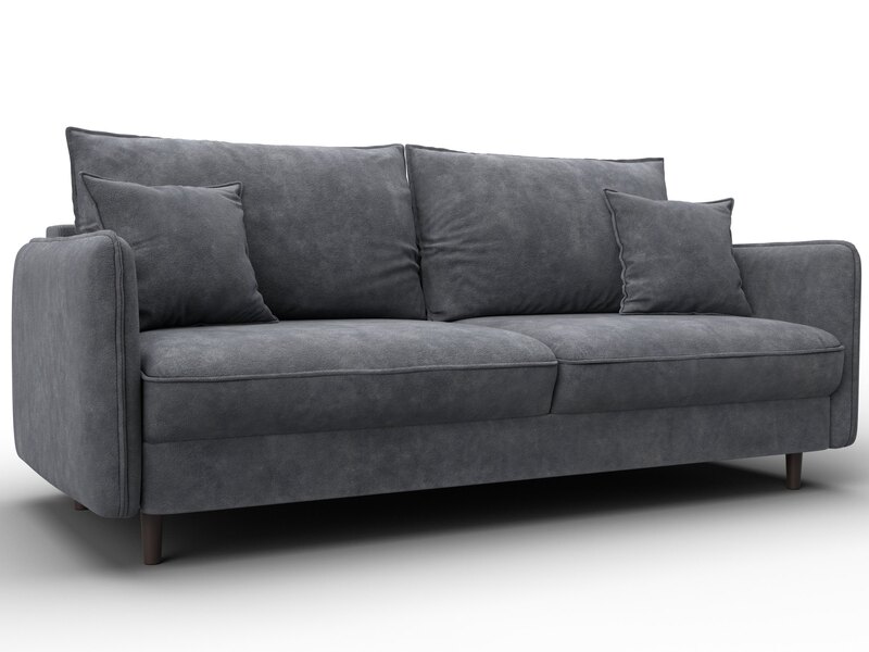 Диван прямой Лига-064 НПБ, Велюр, BRUT 16 темно-серый