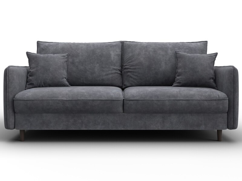 Диван прямой Лига-064 НПБ, Велюр, BRUT 16 темно-серый