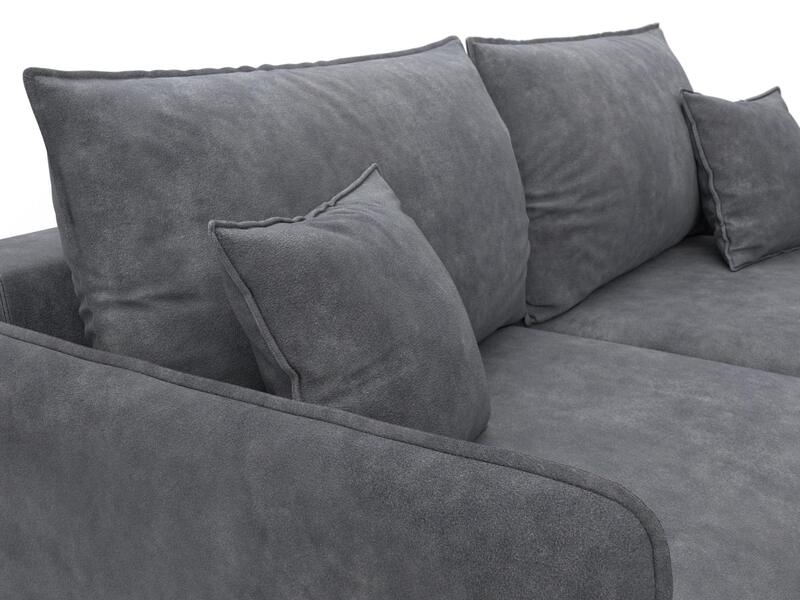 Диван прямой Лига-064 НПБ, Велюр, BRUT 16 темно-серый