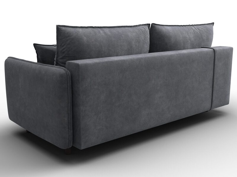 Диван прямой Лига-064 НПБ, Велюр, BRUT 16 темно-серый