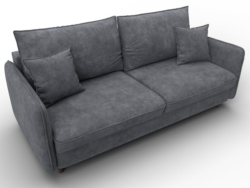 Диван прямой Лига-064 НПБ, Велюр, BRUT 16 темно-серый