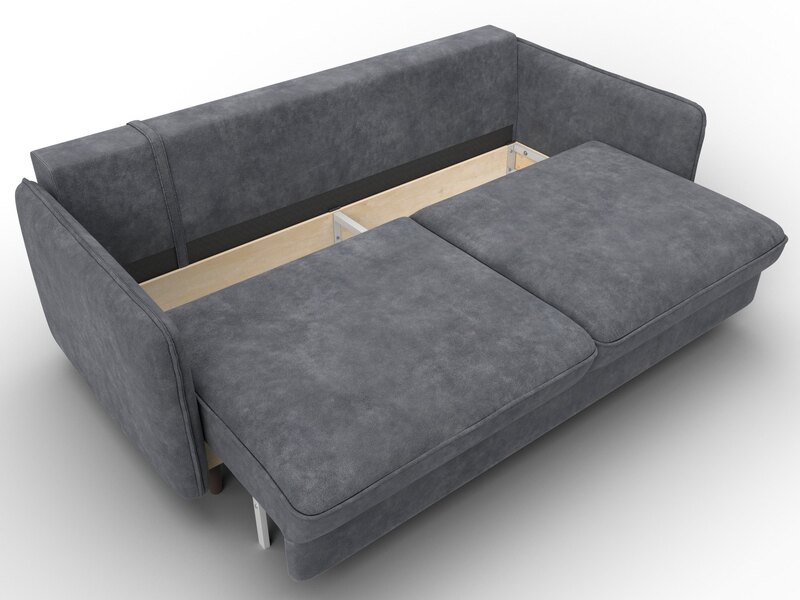 Диван прямой Лига-064 НПБ, Велюр, BRUT 16 темно-серый