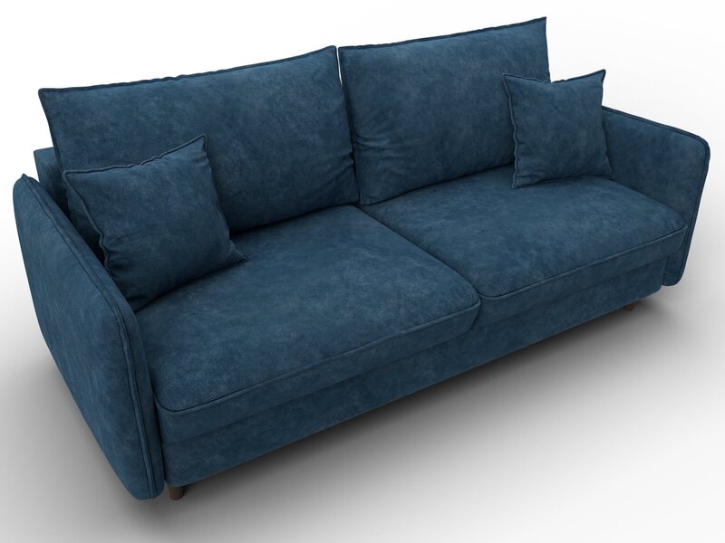 Диван прямой Лига-064 НПБ, Велюр, BRUT 11 синий