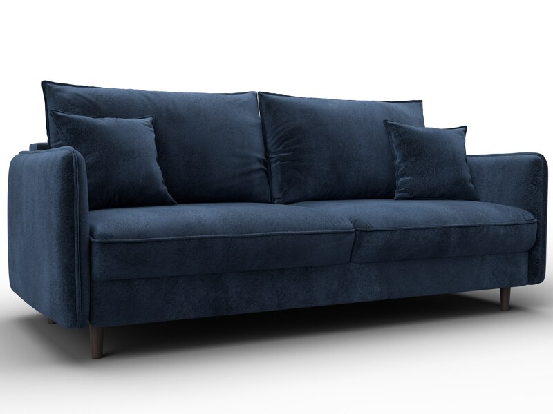 Диван прямой Лига-064 НПБ, Велюр, TOWER 13 синий