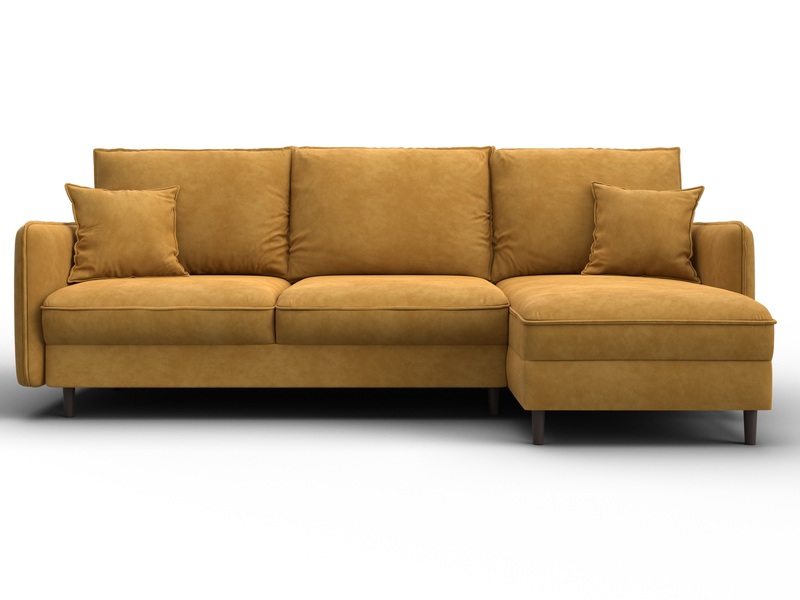 Диван угловой Лига-064 НПБ угол универсальный, Велюр, BRUT 10 желтый