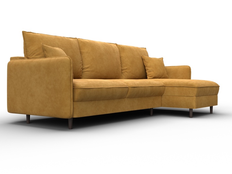 Диван угловой Лига-064 НПБ угол универсальный, Велюр, BRUT 10 желтый