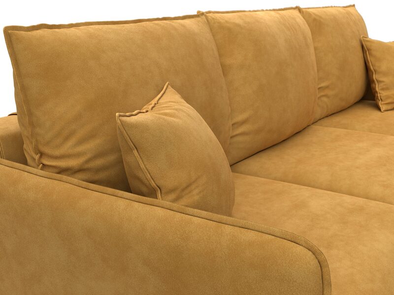 Диван угловой Лига-064 НПБ угол универсальный, Велюр, BRUT 10 желтый