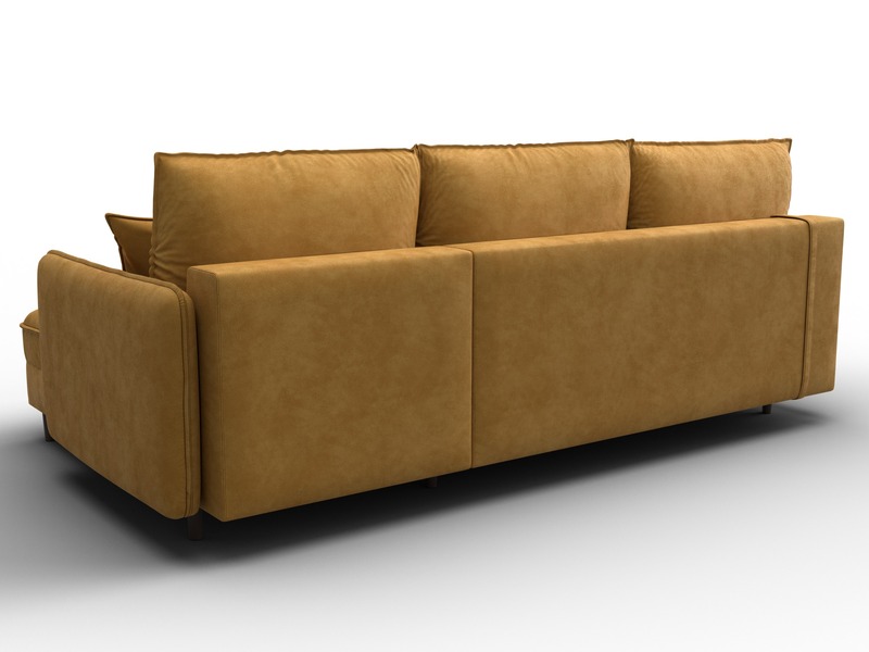 Диван угловой Лига-064 НПБ угол универсальный, Велюр, BRUT 10 желтый