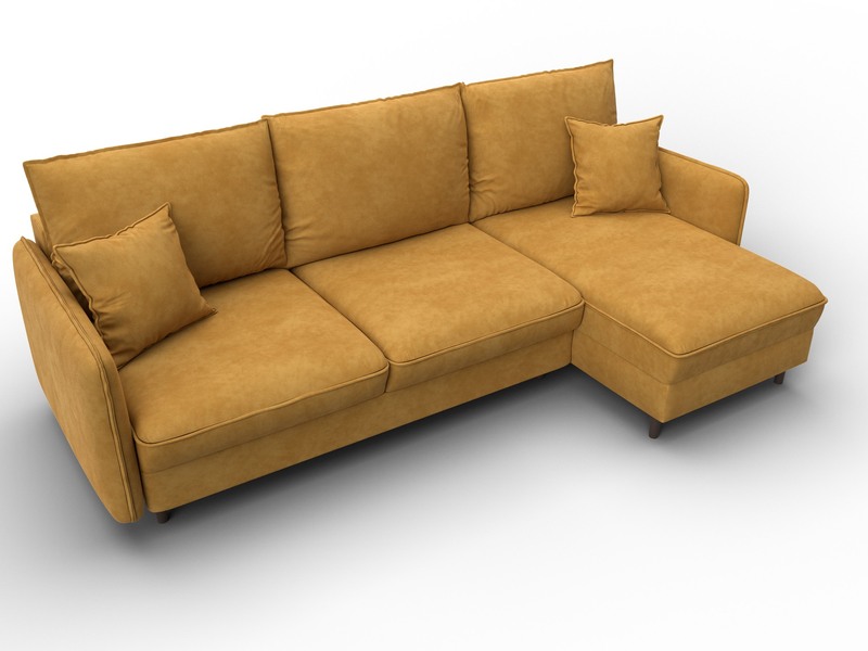 Диван угловой Лига-064 НПБ угол универсальный, Велюр, BRUT 10 желтый