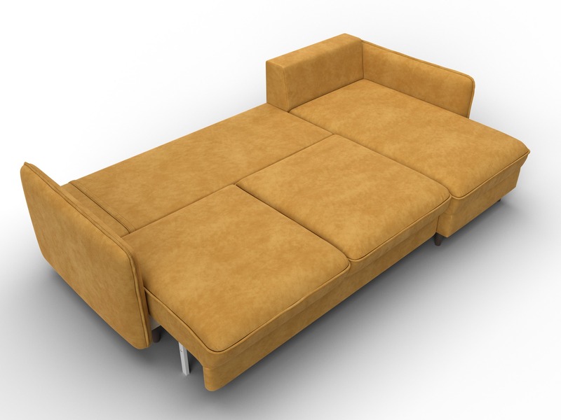 Диван угловой Лига-064 НПБ угол универсальный, Велюр, BRUT 10 желтый