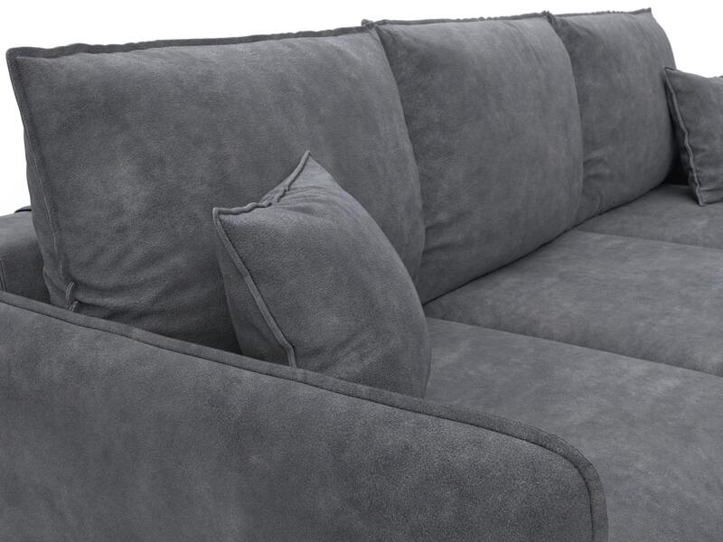 Диван угловой Лига-064 НПБ угол универсальный, Велюр, BRUT 16 темно-серый