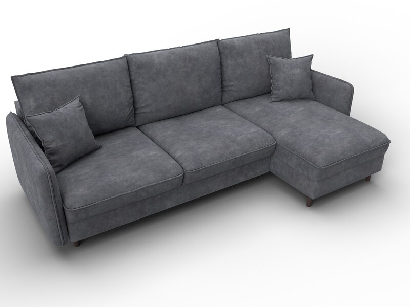 Диван угловой Лига-064 НПБ угол универсальный, Велюр, BRUT 16 темно-серый