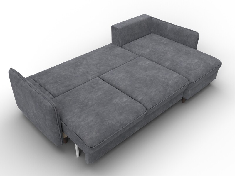 Диван угловой Лига-064 НПБ угол универсальный, Велюр, BRUT 16 темно-серый