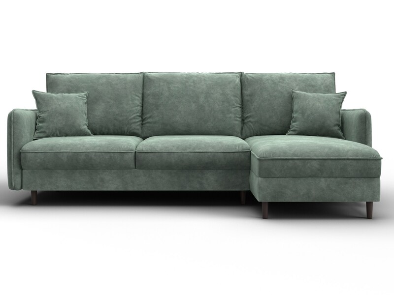 Диван угловой Лига-064 НПБ угол универсальный, Велюр, BRUT 08 зеленый