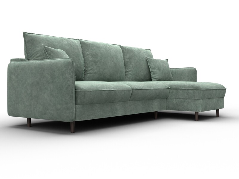 Диван угловой Лига-064 НПБ угол универсальный, Велюр, BRUT 08 зеленый