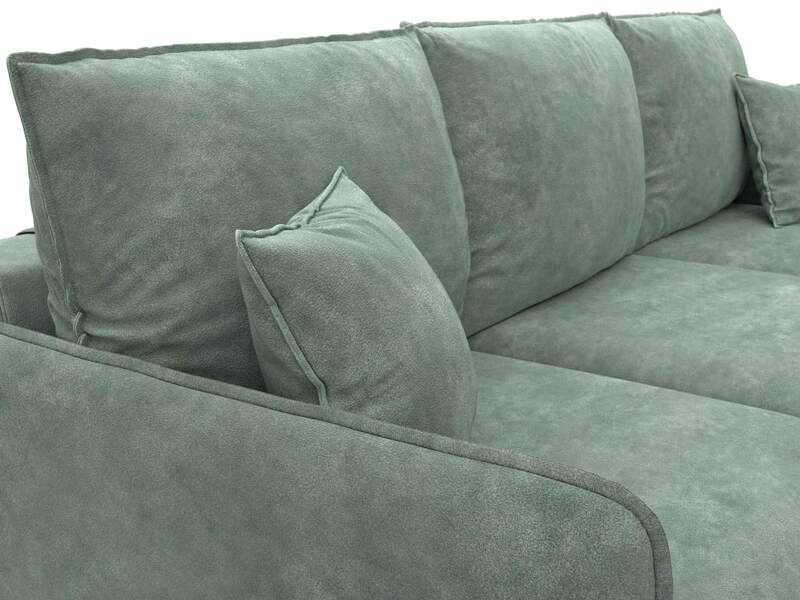 Диван угловой Лига-064 НПБ угол универсальный, Велюр, BRUT 08 зеленый