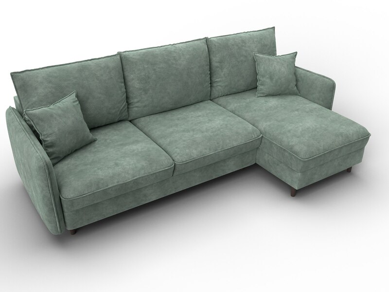 Диван угловой Лига-064 НПБ угол универсальный, Велюр, BRUT 08 зеленый