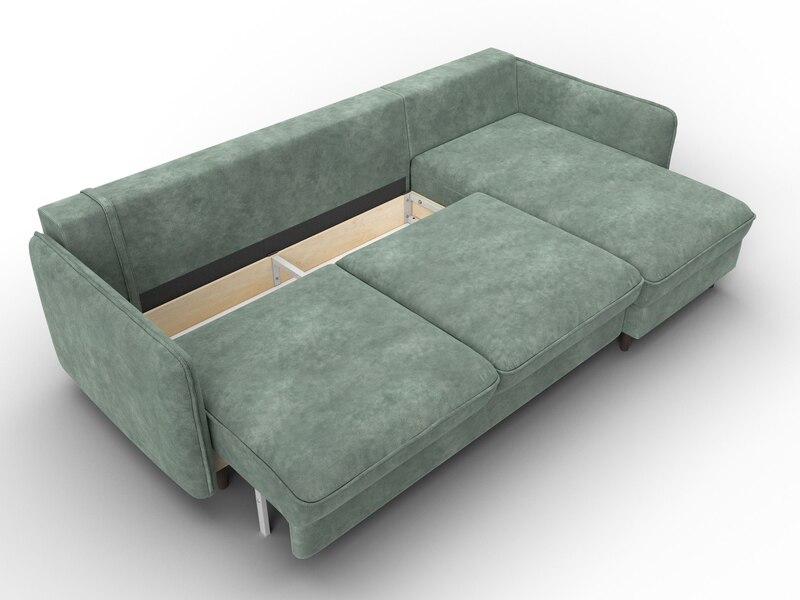 Диван угловой Лига-064 НПБ угол универсальный, Велюр, BRUT 08 зеленый