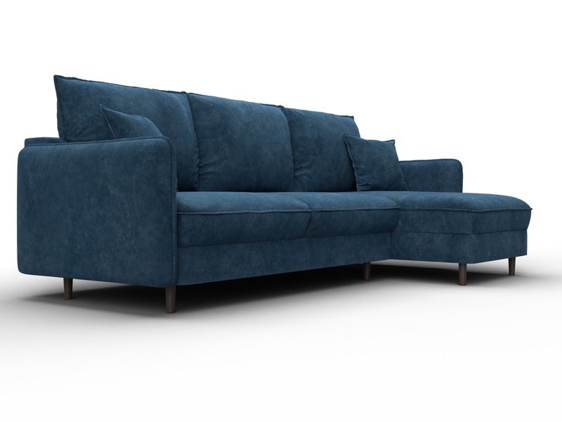 Диван угловой Лига-064 НПБ угол универсальный, Велюр, BRUT 11 синий