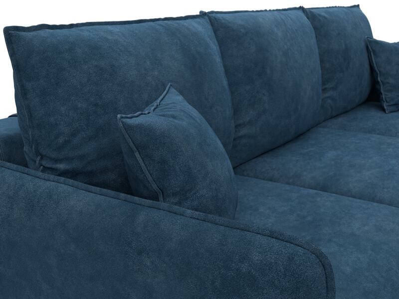 Диван угловой Лига-064 НПБ угол универсальный, Велюр, BRUT 11 синий