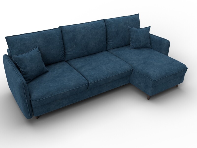Диван угловой Лига-064 НПБ угол универсальный, Велюр, BRUT 11 синий