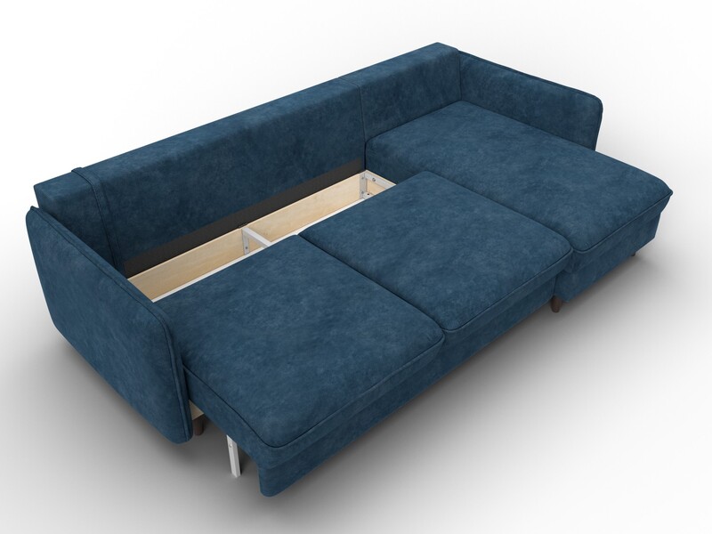 Диван угловой Лига-064 НПБ угол универсальный, Велюр, BRUT 11 синий