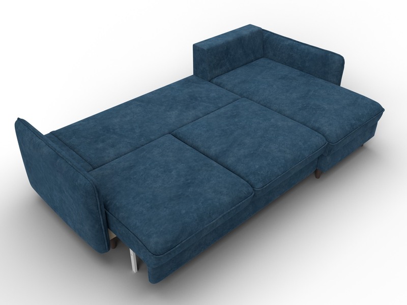 Диван угловой Лига-064 НПБ угол универсальный, Велюр, BRUT 11 синий