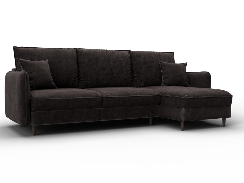 Диван угловой Лига-064 НПБ угол универсальный, Велюр, BRUT 17 коричневый