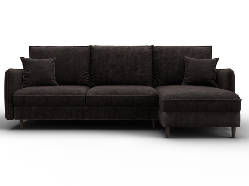 Диван угловой Лига-064 НПБ угол универсальный, Велюр, BRUT 17 коричневый