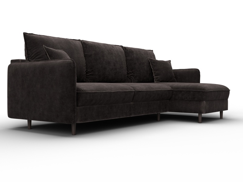 Диван угловой Лига-064 НПБ угол универсальный, Велюр, BRUT 17 коричневый