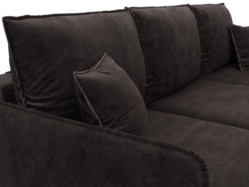 Диван угловой Лига-064 НПБ угол универсальный, Велюр, BRUT 17 коричневый