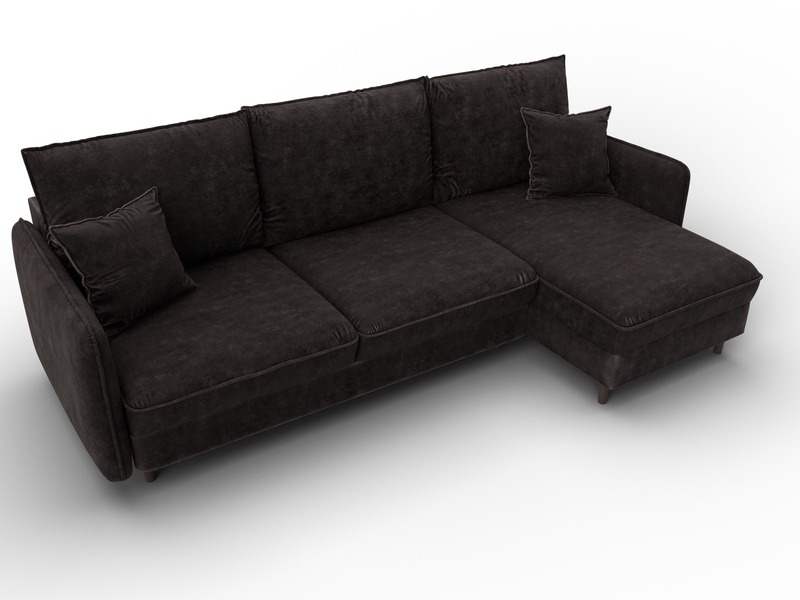 Диван угловой Лига-064 НПБ угол универсальный, Велюр, BRUT 17 коричневый