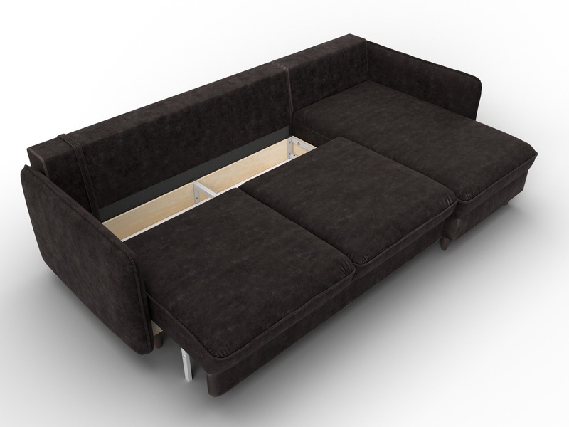 Диван угловой Лига-064 НПБ угол универсальный, Велюр, BRUT 17 коричневый