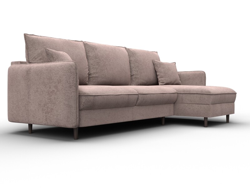 Диван угловой Лига-064 НПБ угол универсальный, Велюр, TOWER 05 бежевый