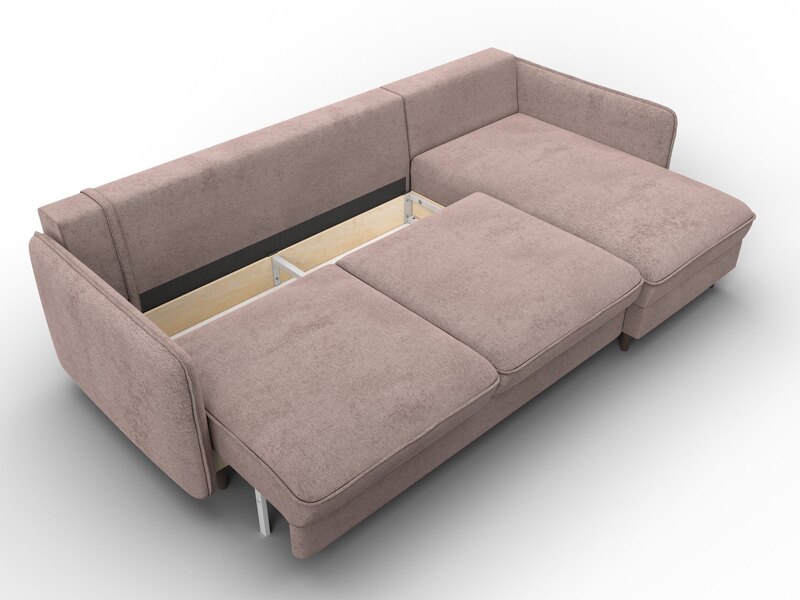 Диван угловой Лига-064 НПБ угол универсальный, Велюр, TOWER 05 бежевый