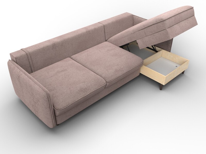 Диван угловой Лига-064 НПБ угол универсальный, Велюр, TOWER 05 бежевый