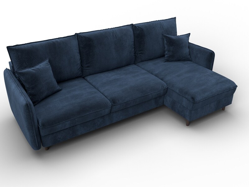 Диван угловой Лига-064 НПБ угол универсальный, Велюр, TOWER 13 синий