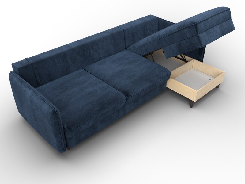 Диван угловой Лига-064 НПБ угол универсальный, Велюр, TOWER 13 синий