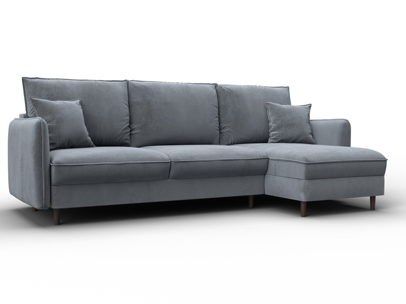 Диван угловой Лига-064 НПБ угол универсальный, Велюр, TOWER 10 серый