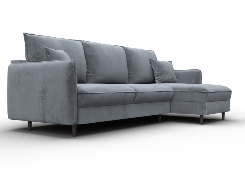 Диван угловой Лига-064 НПБ угол универсальный, Велюр, TOWER 10 серый