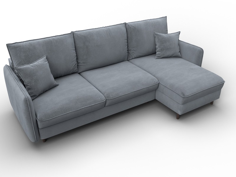 Диван угловой Лига-064 НПБ угол универсальный, Велюр, TOWER 10 серый