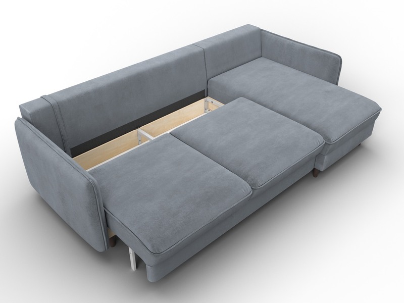 Диван угловой Лига-064 НПБ угол универсальный, Велюр, TOWER 10 серый