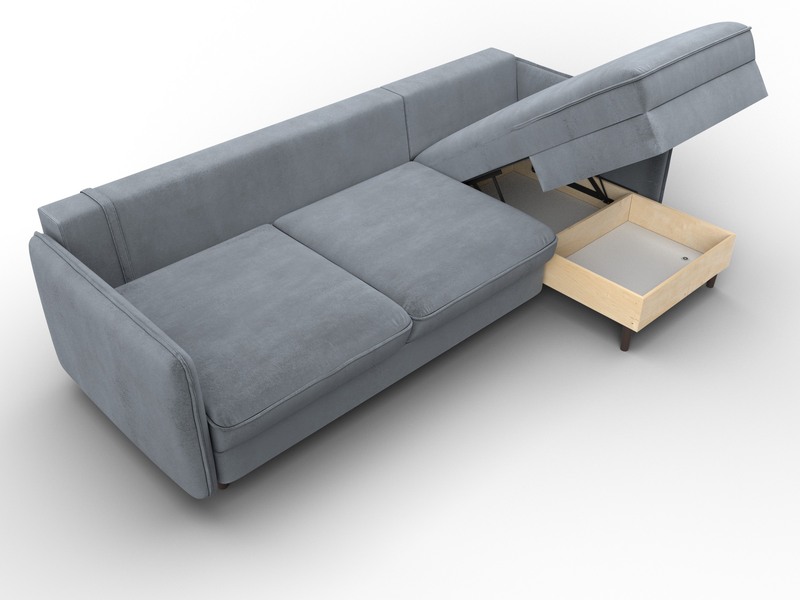 Диван угловой Лига-064 НПБ угол универсальный, Велюр, TOWER 10 серый