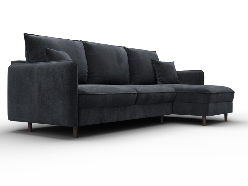 Диван угловой Лига-064 НПБ угол универсальный, Велюр, TOWER 11 темно-серый