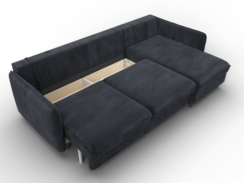 Диван угловой Лига-064 НПБ угол универсальный, Велюр, TOWER 11 темно-серый