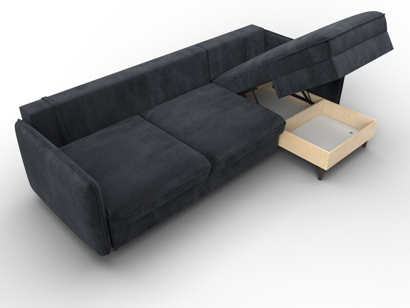 Диван угловой Лига-064 НПБ угол универсальный, Велюр, TOWER 11 темно-серый