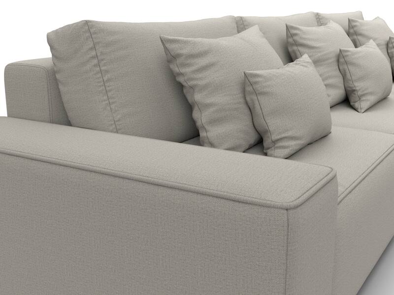 Диван угловой Лига-074 угол универсальный, Рогожка, Амур 02 бежевый